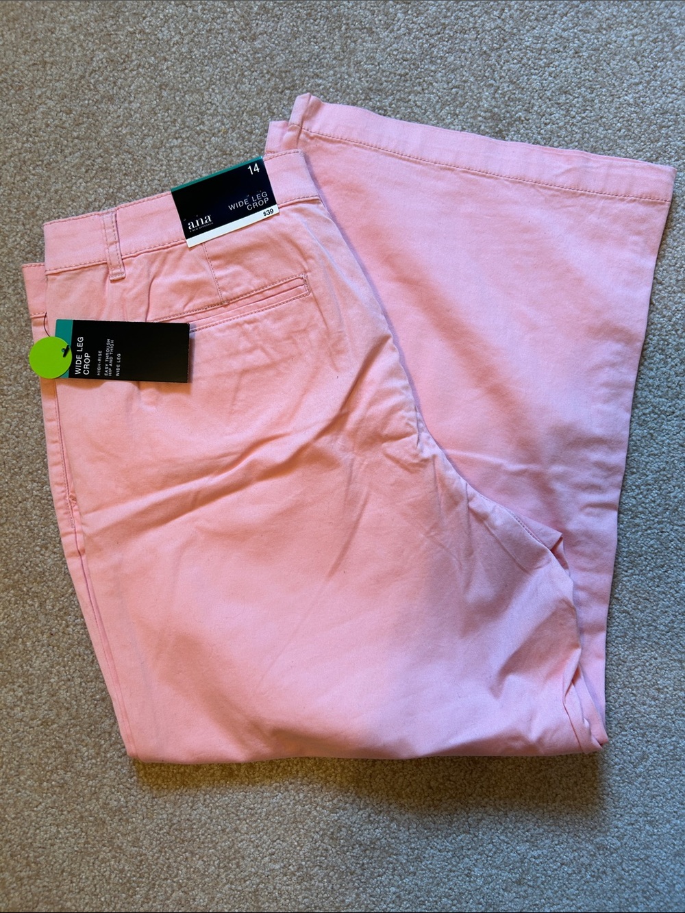 a.n.a Pink High-Rise Wide-Leg Crop Pants